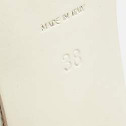 Pre Owned Yves Saint Laurent White Lizard Embossed Leather Tribute Platform Ankle Strap Sandals Size 38