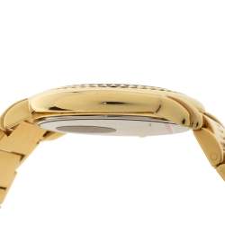 Pre Owned Yves Saint Laurent White Yellow Gold Plated Herrenuhr 2Y01 Unisex Wristwatch 37 mm