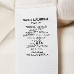 Pre Owned Saint Laurent Cream Textured Cotton Double Breasted Jacket S
