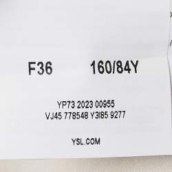 Pre Owned Saint Laurent Cream Textured Cotton Double Breasted Jacket S