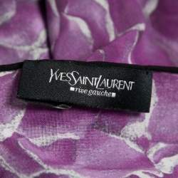 Pre Owned Yves Saint Laurent Rive Gauche Purple Flower Print Cotton Scarf