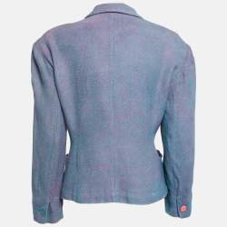 Yves Saint Laurent Variation Blue/Pink Wool Double Breasted Blazer M