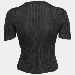 Yves Saint Laurent Variation Black Knit Short Sleeve Top M