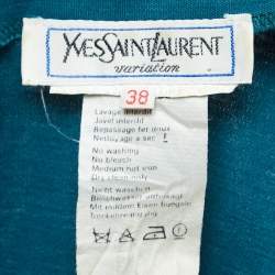 Yves Saint Laurent Variation Teal Blue Jersey Wrap Cardigan M