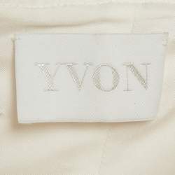 Pre Owned Yvon Pink /White Lurex Tweed Rose Applique Zinnia Mini Dress M