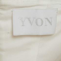 Pre Owned Yvon Pink /White Lurex Tweed Rose Applique Zinnia Mini Dress M