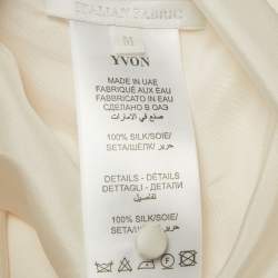 Pre Owned Yvon Off White Silk Neck Tie Detail Orchidee Mini Dress M