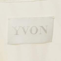 Pre Owned Yvon Off White Silk Neck Tie Detail Orchidee Mini Dress M