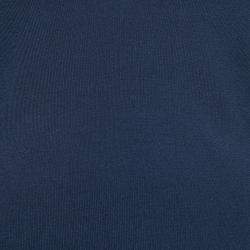 Pre Owned Zac Posen Navy Blue Stretch Knit Sheer Pointelle Trim Long Sleeve Midi Dress M