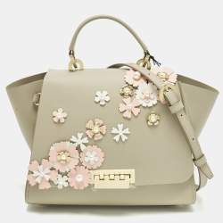 Pre Owned Zac Zac Posen Eartha Medium Smoke Ember Leather Top Handle Bag