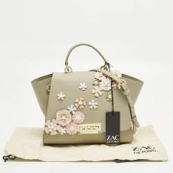 Pre Owned Zac Zac Posen Eartha Medium Smoke Ember Leather Top Handle Bag