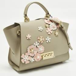 Pre Owned Zac Zac Posen Eartha Medium Smoke Ember Leather Top Handle Bag