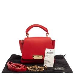 Zac Posen Red Leather Mini Eartha Top Handle Bag