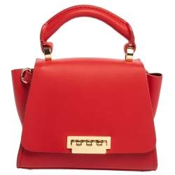 Zac Posen Red Leather Mini Eartha Top Handle Bag