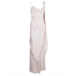 Pre Owned Zac Posen Blush Pink Knit Draped Cord Detail Sleeveless Gown S