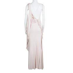 Pre Owned Zac Posen Blush Pink Knit Draped Cord Detail Sleeveless Gown S