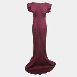 Pre Owned Zac Posen Purple Crepe Bethanle Gown L