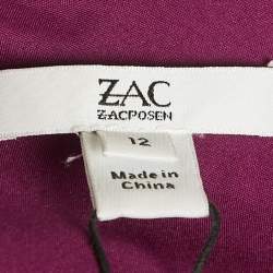 Pre Owned Zac Posen Purple Crepe Bethanle Gown L