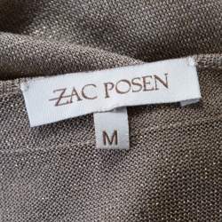 Zac Posen Metallic Peforated Knit Fit and Flare Sleeveless Dress M