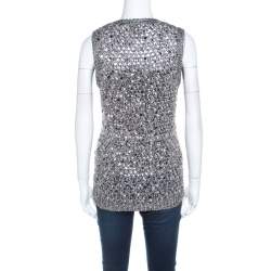 Zac Posen Grey Sequin Paillette Embellished Knit Vest L