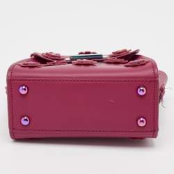 Pre Owned Zac Posen Magenta Leather Mini Eartha Iconic Top Handle Bag