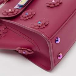 Pre Owned Zac Posen Magenta Leather Mini Eartha Iconic Top Handle Bag