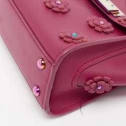 Pre Owned Zac Posen Magenta Leather Mini Eartha Iconic Top Handle Bag