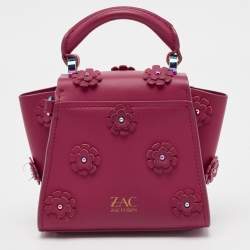 Pre Owned Zac Posen Magenta Leather Mini Eartha Iconic Top Handle Bag