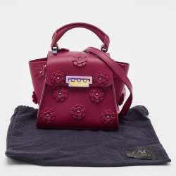 Pre Owned Zac Posen Magenta Leather Mini Eartha Iconic Top Handle Bag