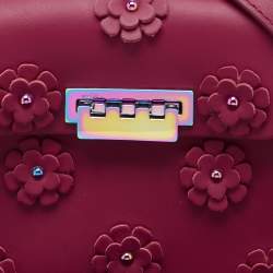 Pre Owned Zac Posen Magenta Leather Mini Eartha Iconic Top Handle Bag
