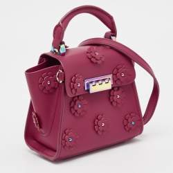 Pre Owned Zac Posen Magenta Leather Mini Eartha Iconic Top Handle Bag