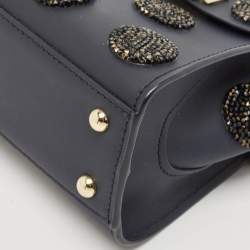 Zac Posen Navy Blue Leather Mini Eartha Iconic Top Handle Bag