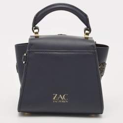 Zac Posen Navy Blue Leather Mini Eartha Iconic Top Handle Bag