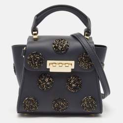 Zac Posen Navy Blue Leather Mini Eartha Iconic Top Handle Bag