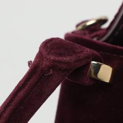 مملوكة مسبقًا Zac Posen Eartha Mini Burgundy Velvet Top Handle Bag
