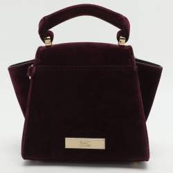 مملوكة مسبقًا Zac Posen Eartha Mini Burgundy Velvet Top Handle Bag
