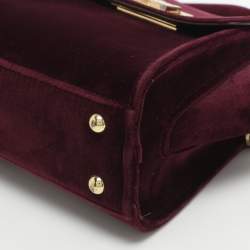 مملوكة مسبقًا Zac Posen Eartha Mini Burgundy Velvet Top Handle Bag
