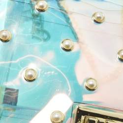 Pre Owned حقيبة كتف زاك بوسن بي في سي لؤلؤية متألقة بحبات اللؤلؤ إيراثيت