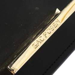 Zac Posen Black/White Gingham Straw and Leather Earthette Clutch