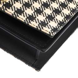 Zac Posen Black/White Gingham Straw and Leather Earthette Clutch