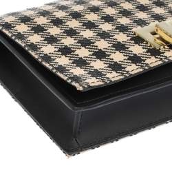 Zac Posen Black/White Gingham Straw and Leather Earthette Clutch