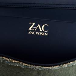 Zac Posen Blue Denim and Leather Eartha Patchwork Top Handle Bag