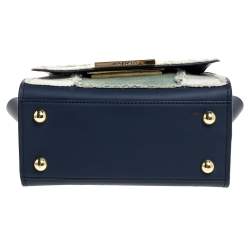 Zac Posen Blue Denim and Leather Eartha Patchwork Top Handle Bag