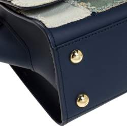 Zac Posen Blue Denim and Leather Eartha Patchwork Top Handle Bag