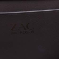 Zac Posen Grey/Burgundy Suede and Patent Leather Mini Eartha Iconic Top Handle Bag