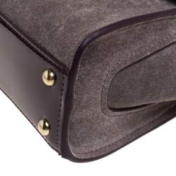 Zac Posen Grey/Burgundy Suede and Patent Leather Mini Eartha Iconic Top Handle Bag