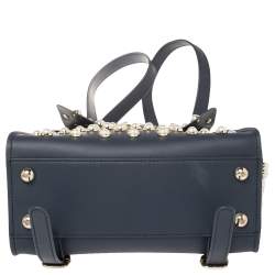 Pre Owned ZAC Zac Posen Blue Leather Faux Pearl Lady Eartha Backpack