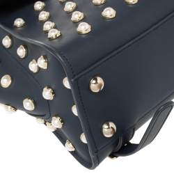 Pre Owned ZAC Zac Posen Blue Leather Faux Pearl Lady Eartha Backpack