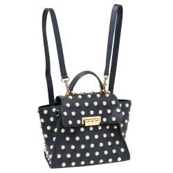 Pre Owned ZAC Zac Posen Blue Leather Faux Pearl Lady Eartha Backpack