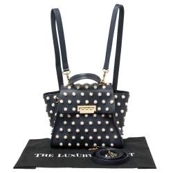 Pre Owned ZAC Zac Posen Blue Leather Faux Pearl Lady Eartha Backpack